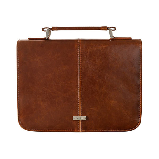 Christian Art Gifts Men/Women's Classic Bible Cover Faith Badge, Faux Leather