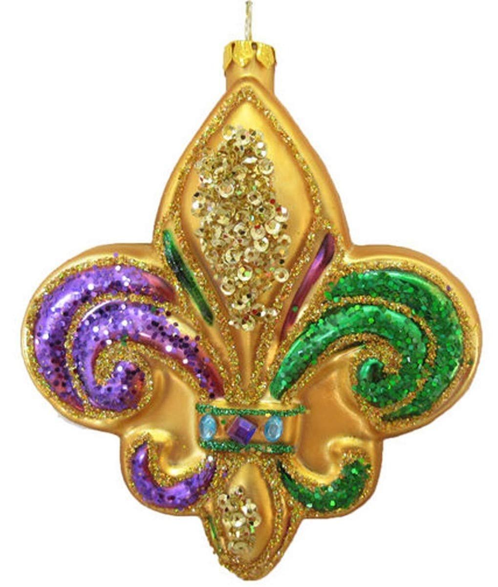 December Diamonds Glass Fleur De Lis Mardi Gras Hanging Ornament