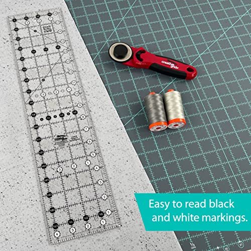 Creative Grids Quilt Ruler 4-1/2in x 18-1/2in Rectangle – CGR418 – Made in USA, Non-Slip Grip Acrylic Quilting, Sewing, Crafting, Patchwork Ruler for Measuring & Cutting Fabric