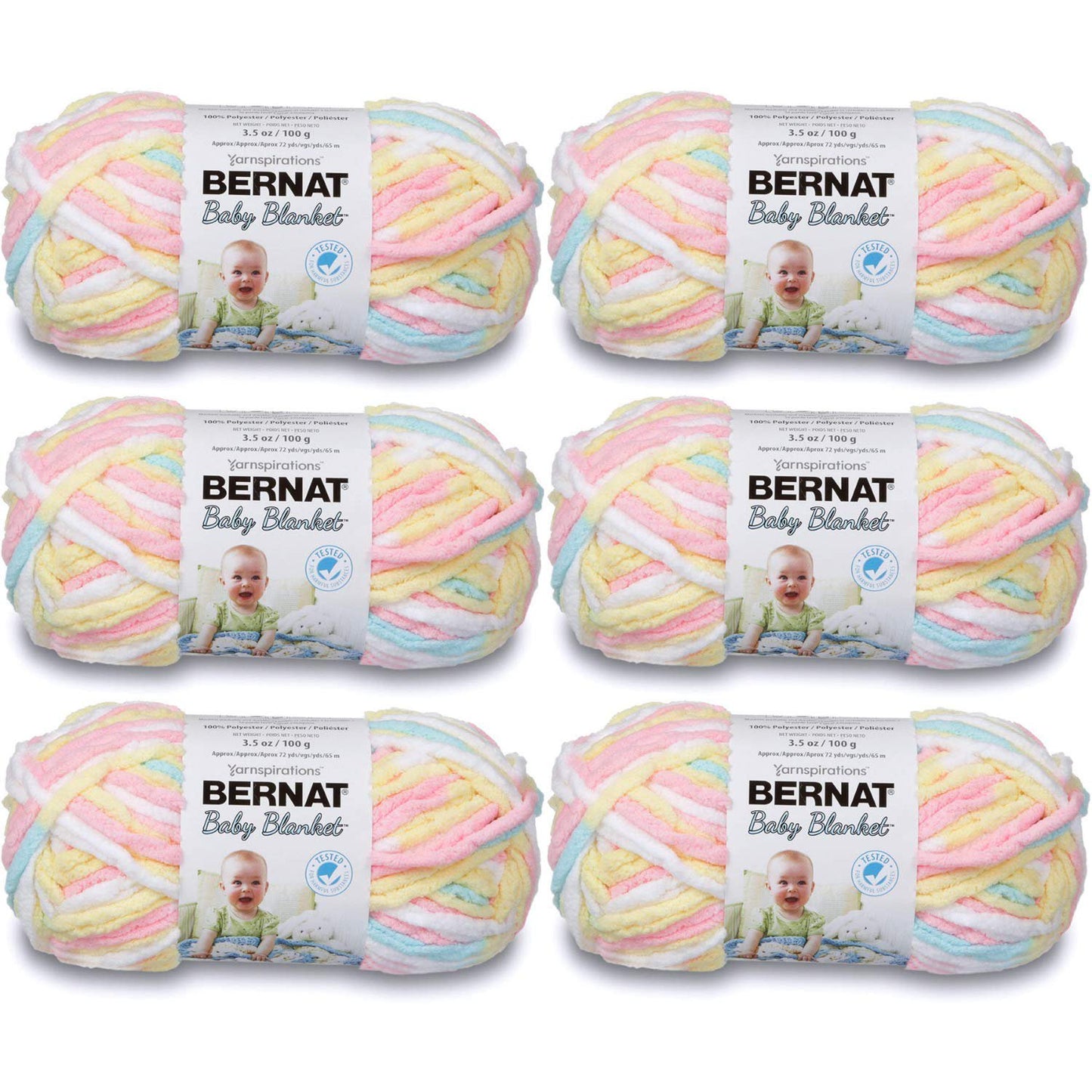BERNAT Baby Blanket Yarn, 3.5oz, 6-PACK (Pitter Patter)
