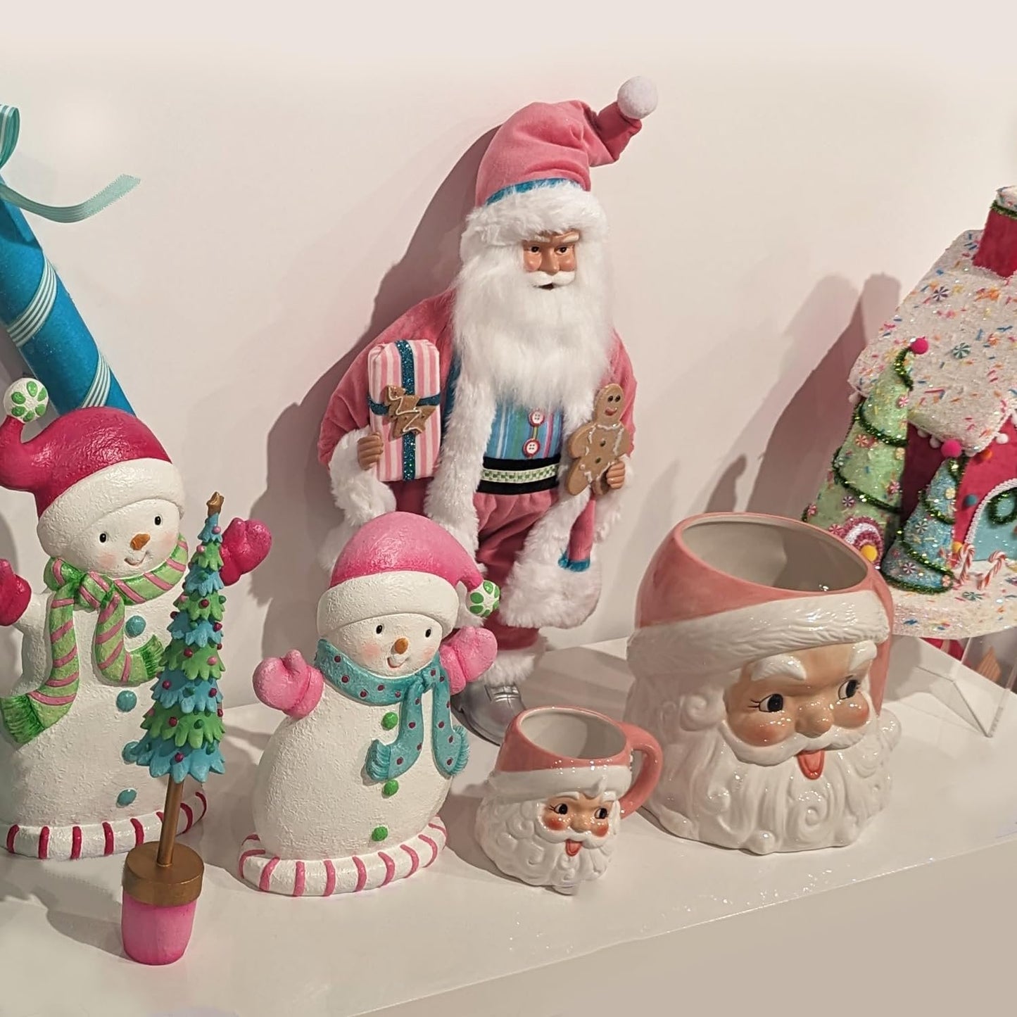 December Diamonds North Pole Sweet Shoppe Pink Santa Head Planter - Fun Christmas Planter for Home Decor