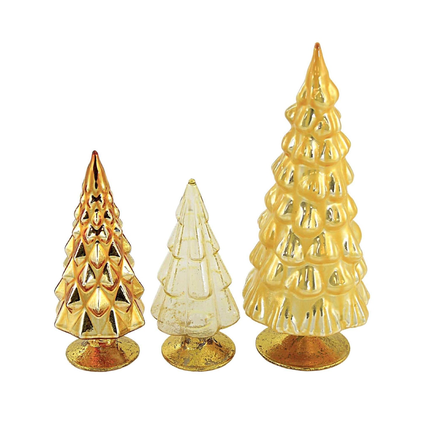 Small Yellow Hue Trees Glass Christmas Village Decor Mantle Decoration, 3Pc, 6.75In H, Ms2105y