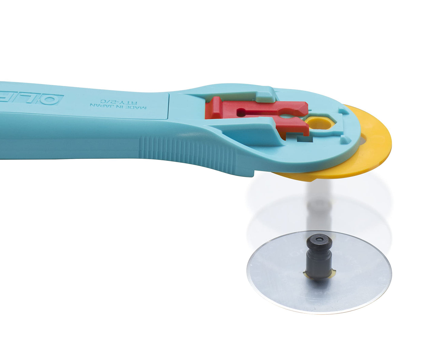 OLFA 45mm Quick-Change Rotary Cutter (RTY-2/C) - Rotary Fabric Cutter w/Blade Cover for Crafts, Sewing, Quilting, Replacement Blade: OLFA RB45-1 (Aqua)