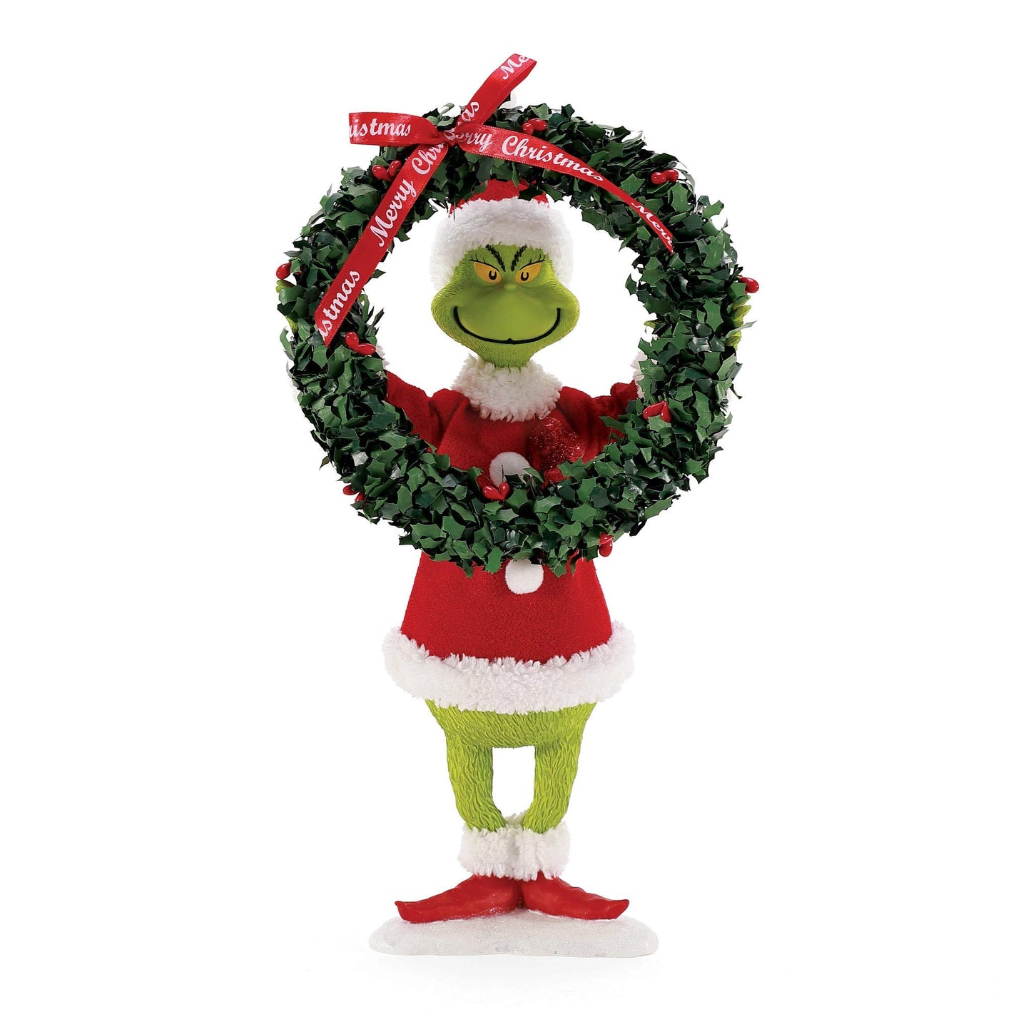 Department 56 Possible Dreams Dr. Seuss The Grinch Decorates with Wreath Figurine, 13 Inch, Multicolor