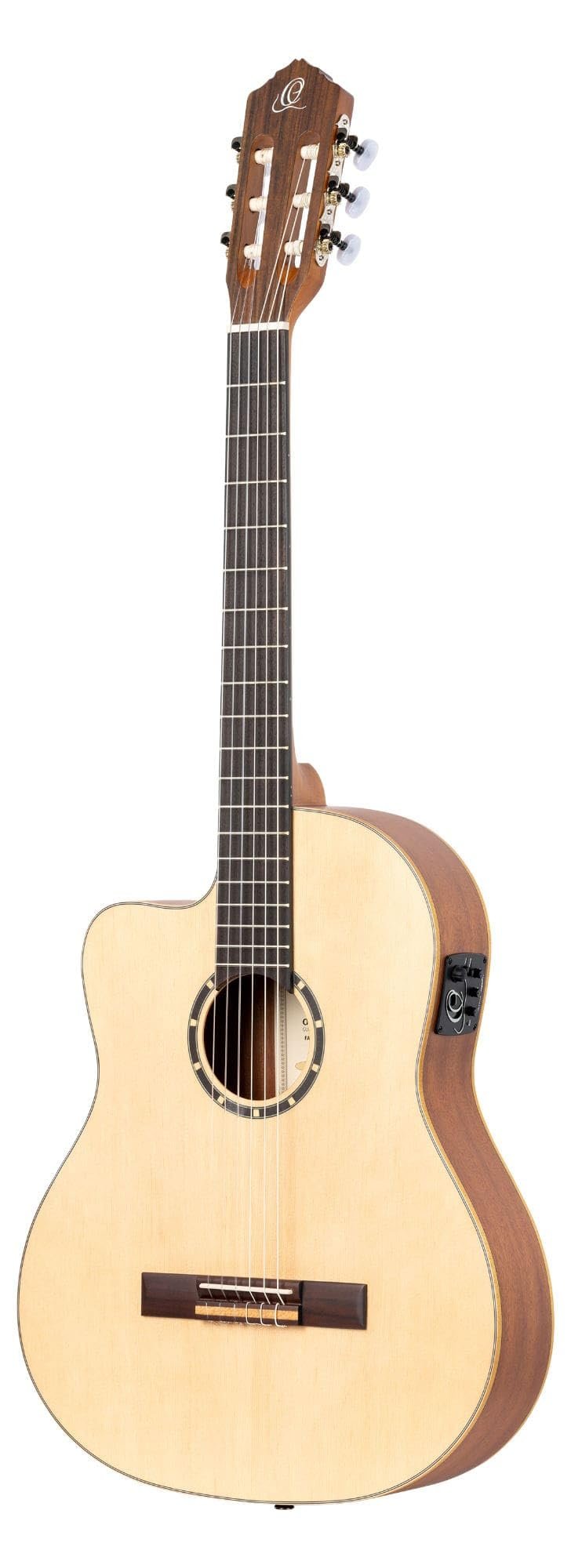 Ortega Guitars Family Series Thinline Acoustic-Electric Left-Handed Nylon Classical 6-String Guitar w/Bag, (RCE125SN-L)