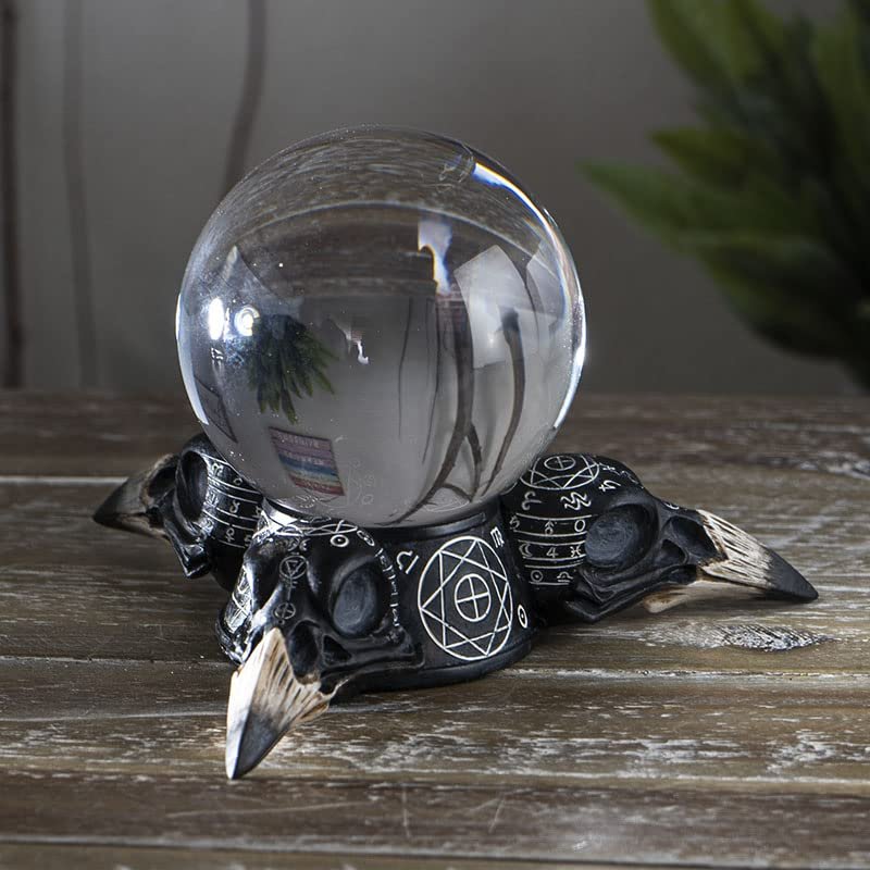 Pacific Giftware Raven Skulls and Crystal Ball Figurine, 5.5-inch Length, Cold Cast Resin, Table Decoration