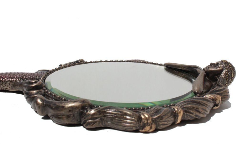 Veronese Design 11 1/8 Inch Mermaid Hand Mirror Cold Cast Resin Bronze Finish Sculpture