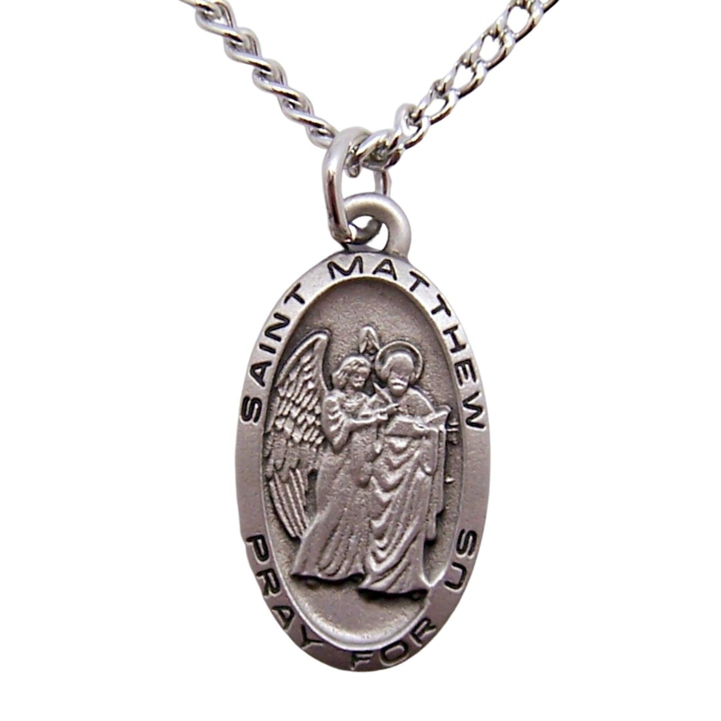 McVan Saint Matthew 1-inch Pewter Medal Pendant with Holy Prayer Card