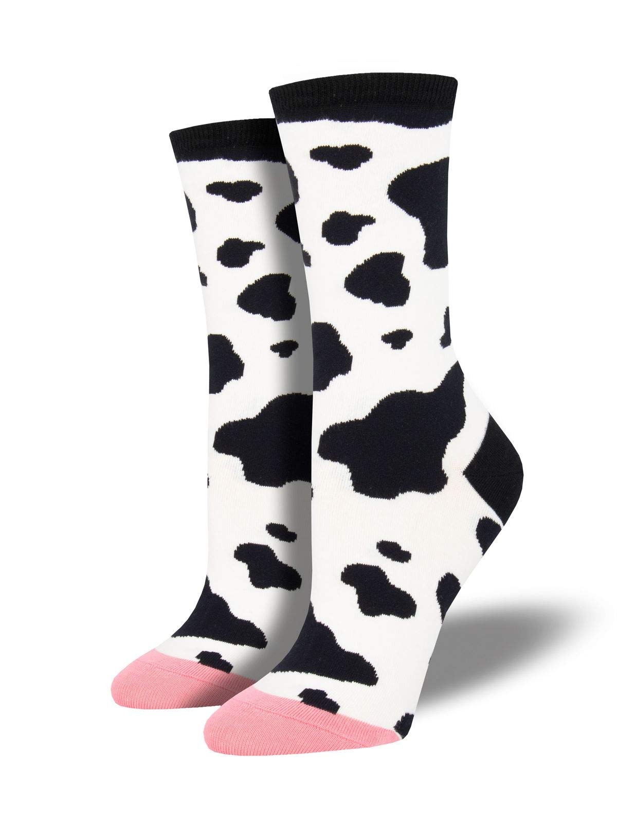 Socksmith Moooo! White 9-11 (Women's Shoe Sizes 5-10.5)