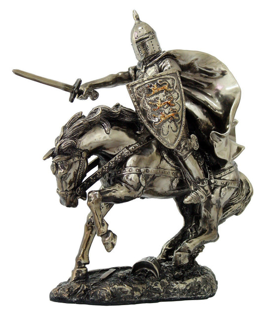 Pacific Giftware PTC 8.5 Inch Armored Knight with Sword on Charging Horse Statue Figurine