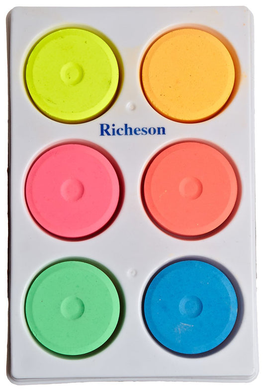 Non-Toxic Tempera Paint Cakes - 1 11/16 x 5/8 inch - Set of 6 - Assorted Fluorescent Colors