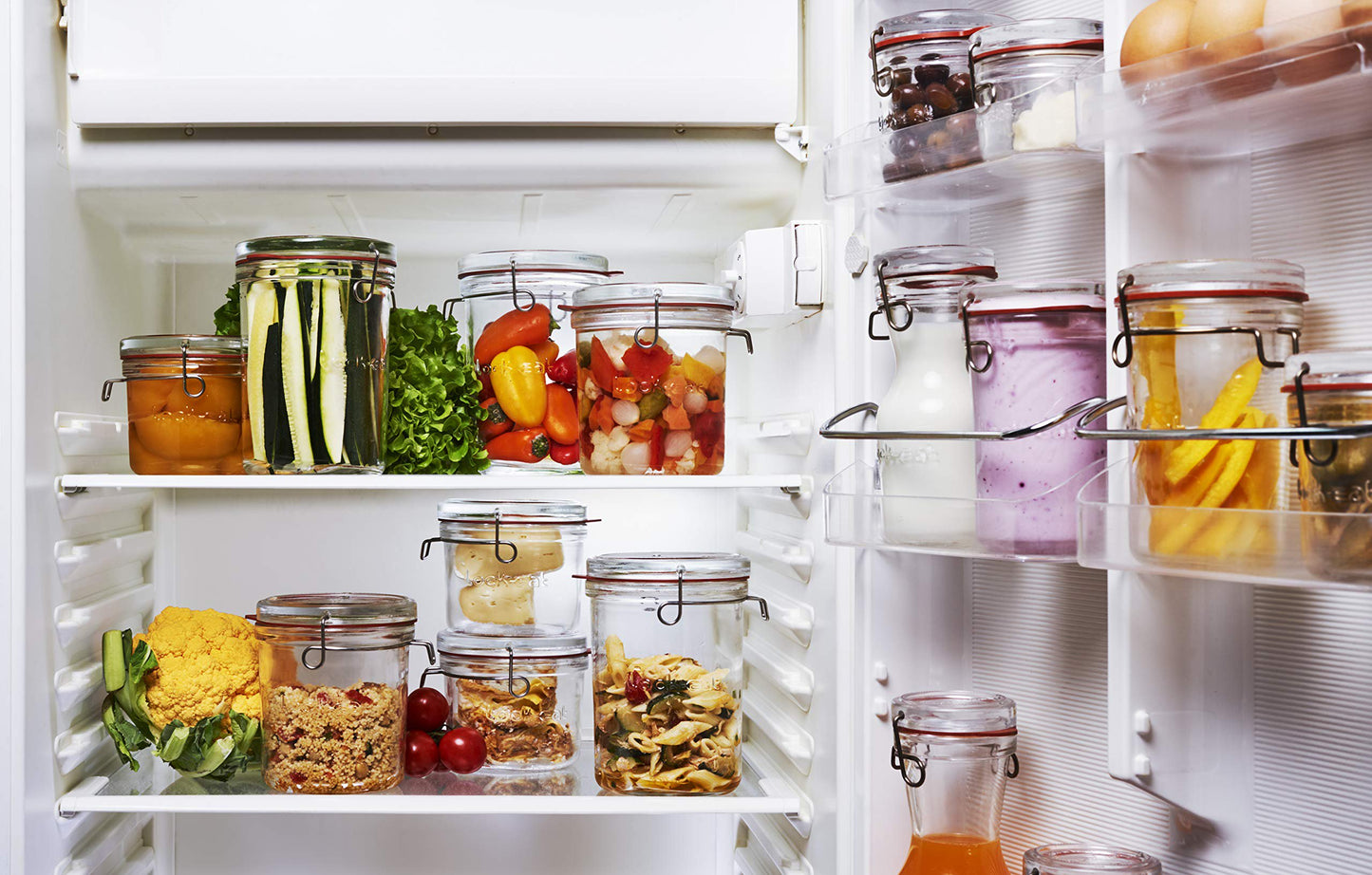 Luigi Bormioli Lock-Eat 3pc Jar Set (Set of 3) : Innovative Glass Lid, Easy to Close, Easy to Open, Dishwasher Safe, Microwave Safe, Canning Safe, Freezer Safe, Stackable Jars