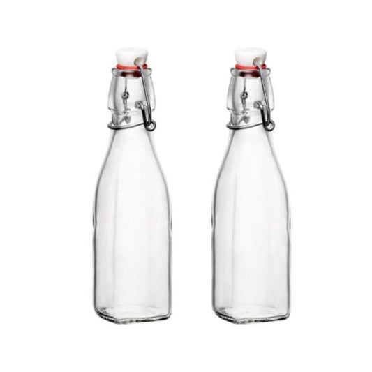 Bormioli Rocco 33.75oz Swing Bottle (Set of 2) - Reusable Glass with Airtight Leakproof Swing Tops, BPA-Free Office Water Bottle, Great for Homemade Syrups, Dressings, Infused Oils, Fresh Juices