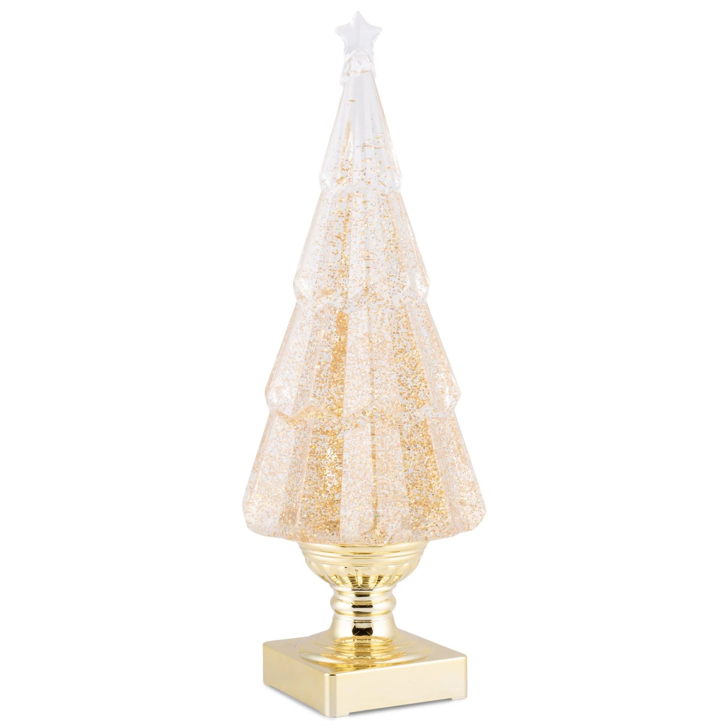 RAZ Imports 2022 Holiday Water Lanterns 13.75" Lighted Tree with Gold Swirling Glitter
