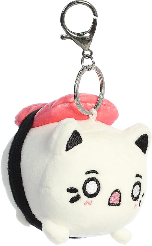 Aurora® Enchanting Tasty Peach® Tuna Sushi Meowchi Clip-On Stuffed Animal - Bright & Colorful Design - Showpiece Plush - White 3.5 Inches