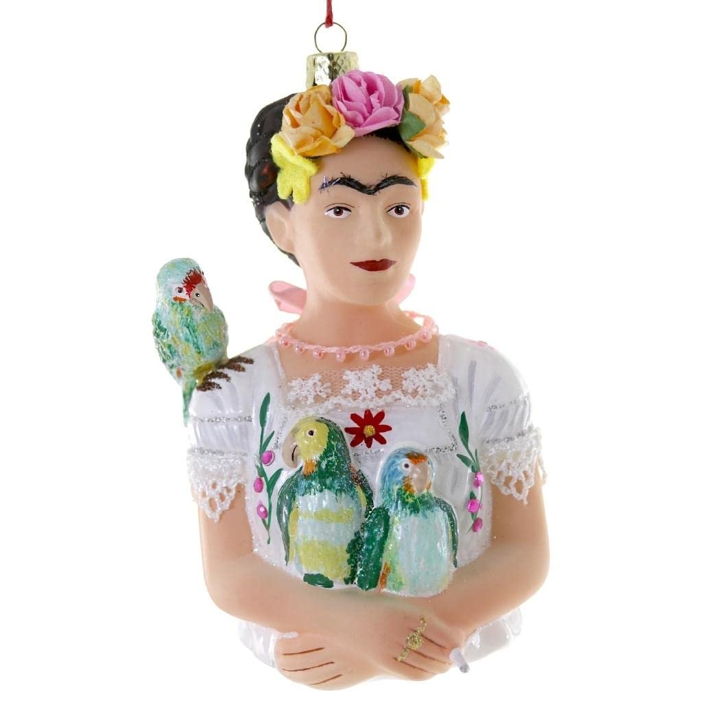 Cody Foster & Co - Frida Khalo with Parrots Blown Glass Ornament