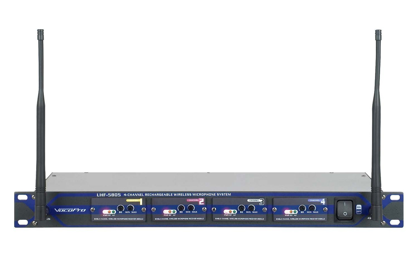 VocoPro UHF580510 Professional Rechargeable 4-Channel UHF Wireless Microphone System