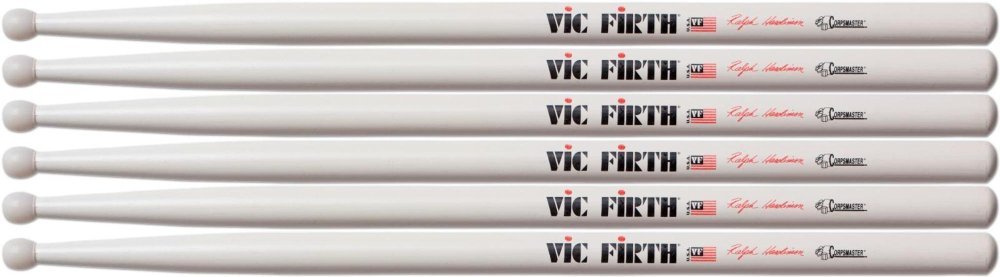 Vic Firth Corpsmaster Marching Drum Stick 3-Pack SRHN Ralph Hardimon Nylon Tip
