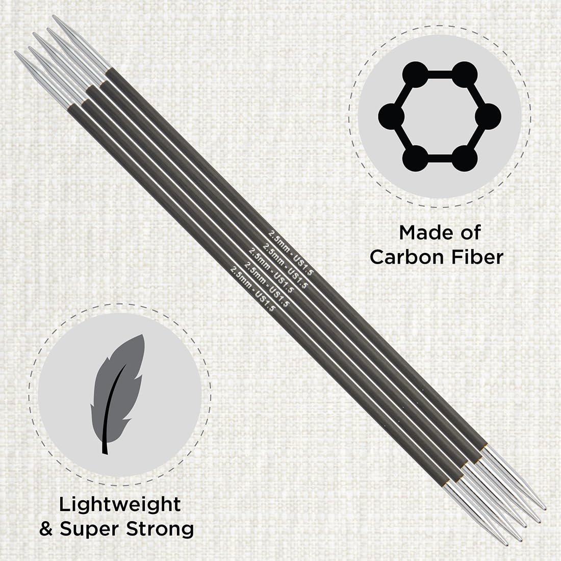 KnitPro Karbonz Double Pointed Needles 8" (20cm)