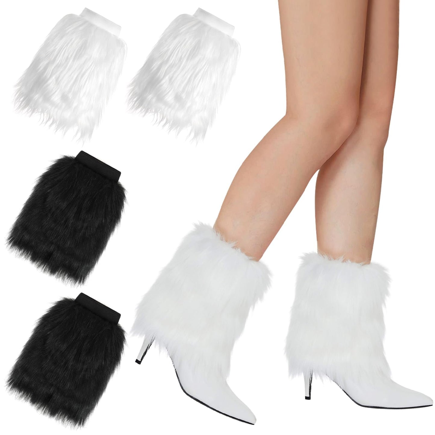 SANTA BOOT CUFF PAIR LONG HAIR