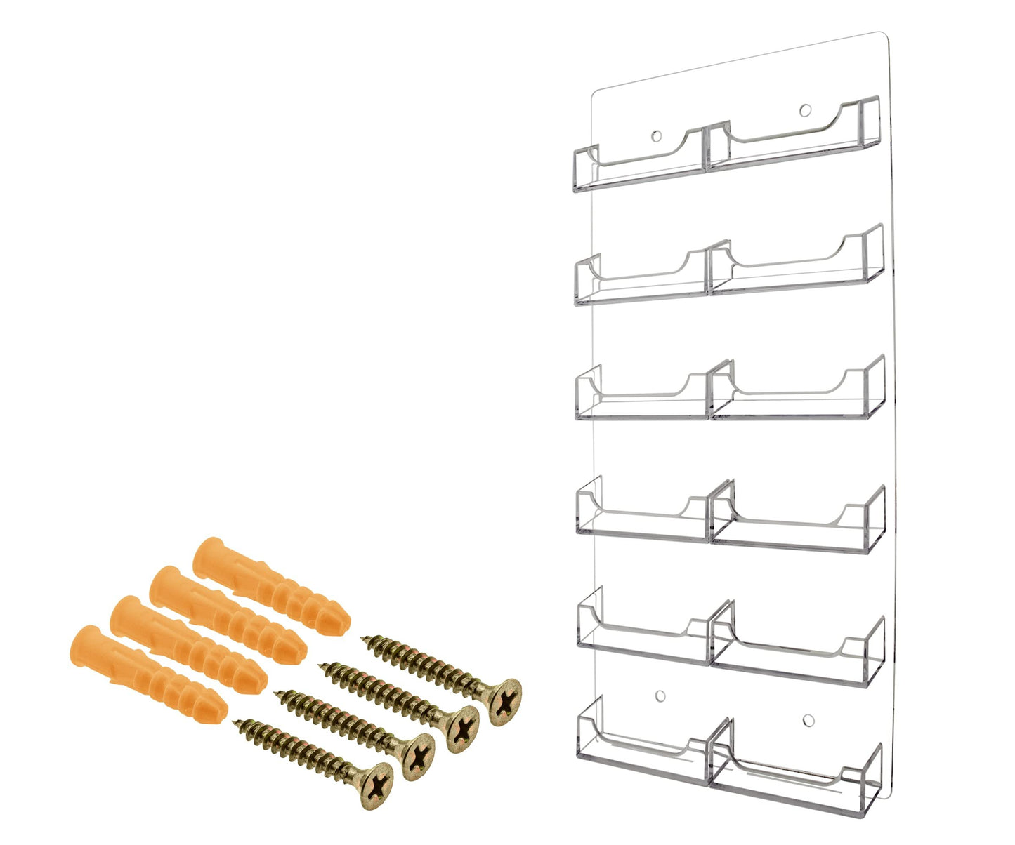 Marketing Holders Wall Business Card Holder with Hanging Hardware for 3.5" x 2" Gift Cards Clear Acrylic 8 Slot Display Holds 50 Contact or 30 Membership Cards No Assembly