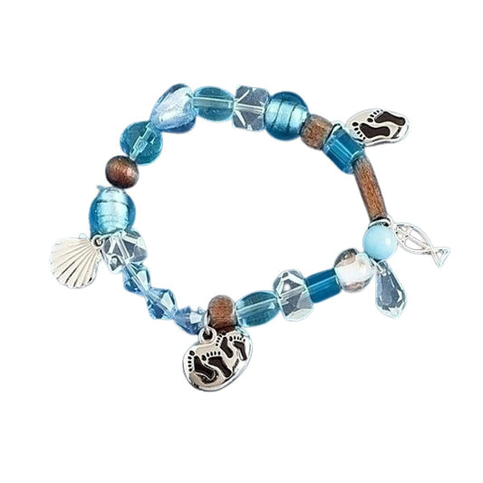 Roman Inc. Footprints Beaded Bracelet - Large - 7-7 1/2"