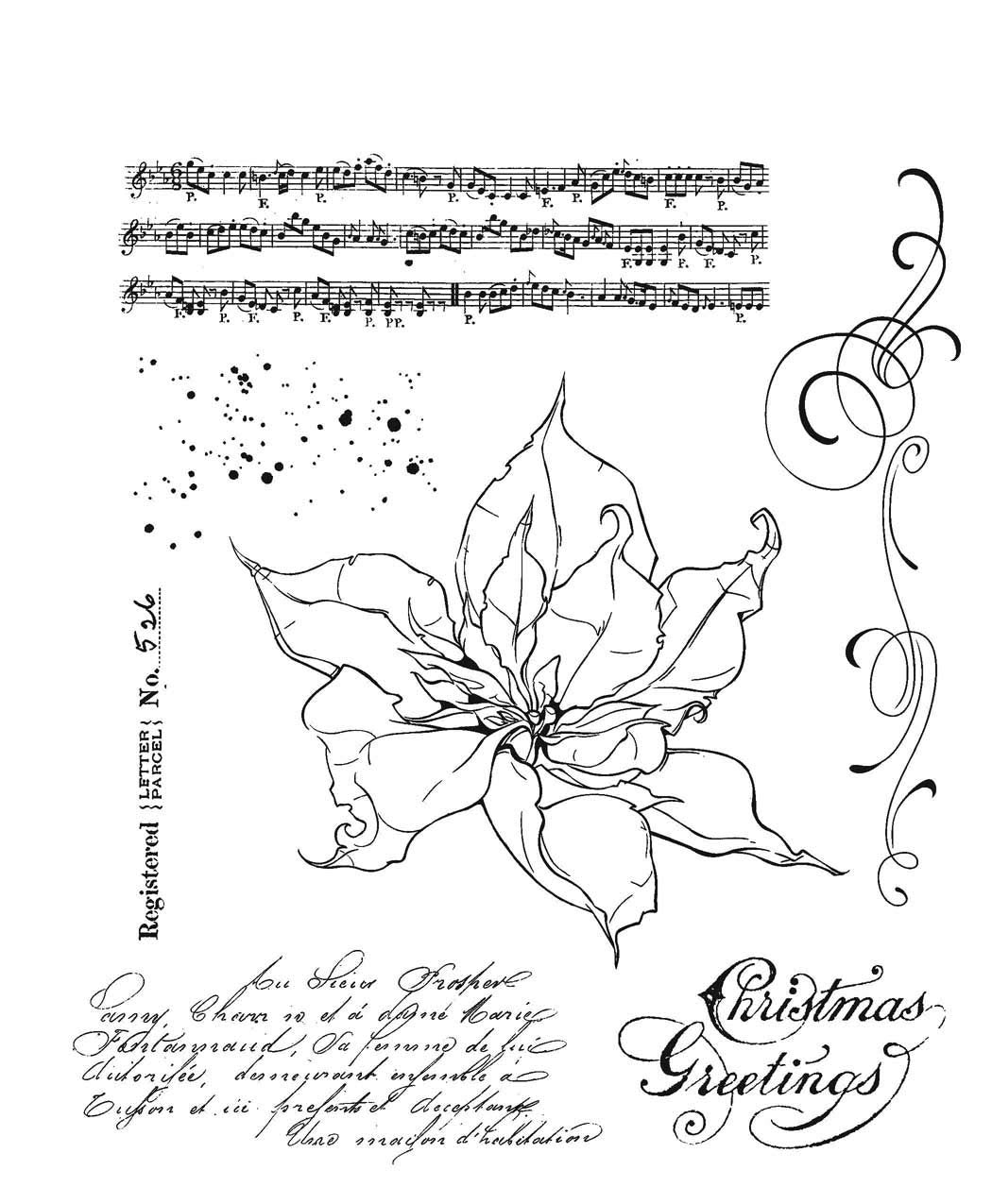 Tim Holtz Stampers Anonymous Holidays 2020 The Poinsettia Cling Stamp Set CMS426