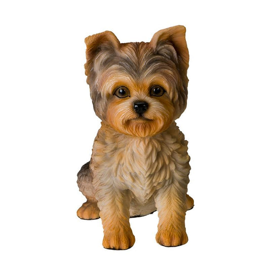 Pacific Giftware Decorative Yorkie Puppy Figurine, Realistic Hand-Painted Yorkshire Terrier Resin Dog Statue, Cute Collectible Home, Garden, Patio, Office, Shelf, and Tabletop Decor 6”H