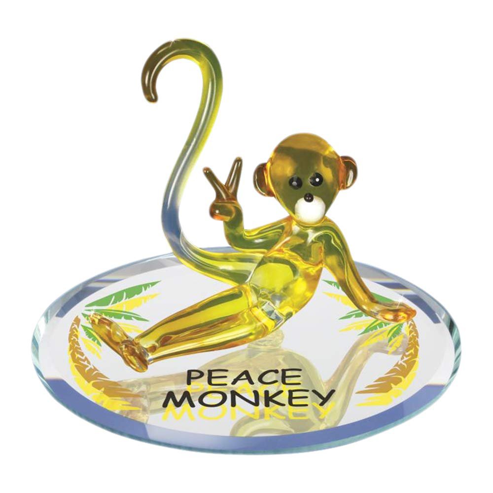 Glass Baron Yellow Peace Monkey Figurine