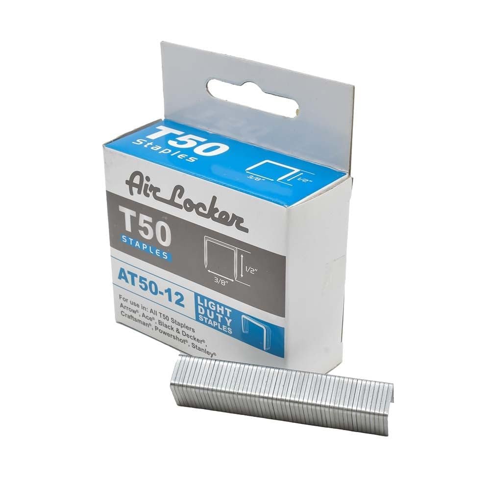 Air Locker AT50-12 T50 1/2-Inch Leg Length x 3/8-Inch Crown Galvanized Fine Wire Steel Staples (1,000-Pack)