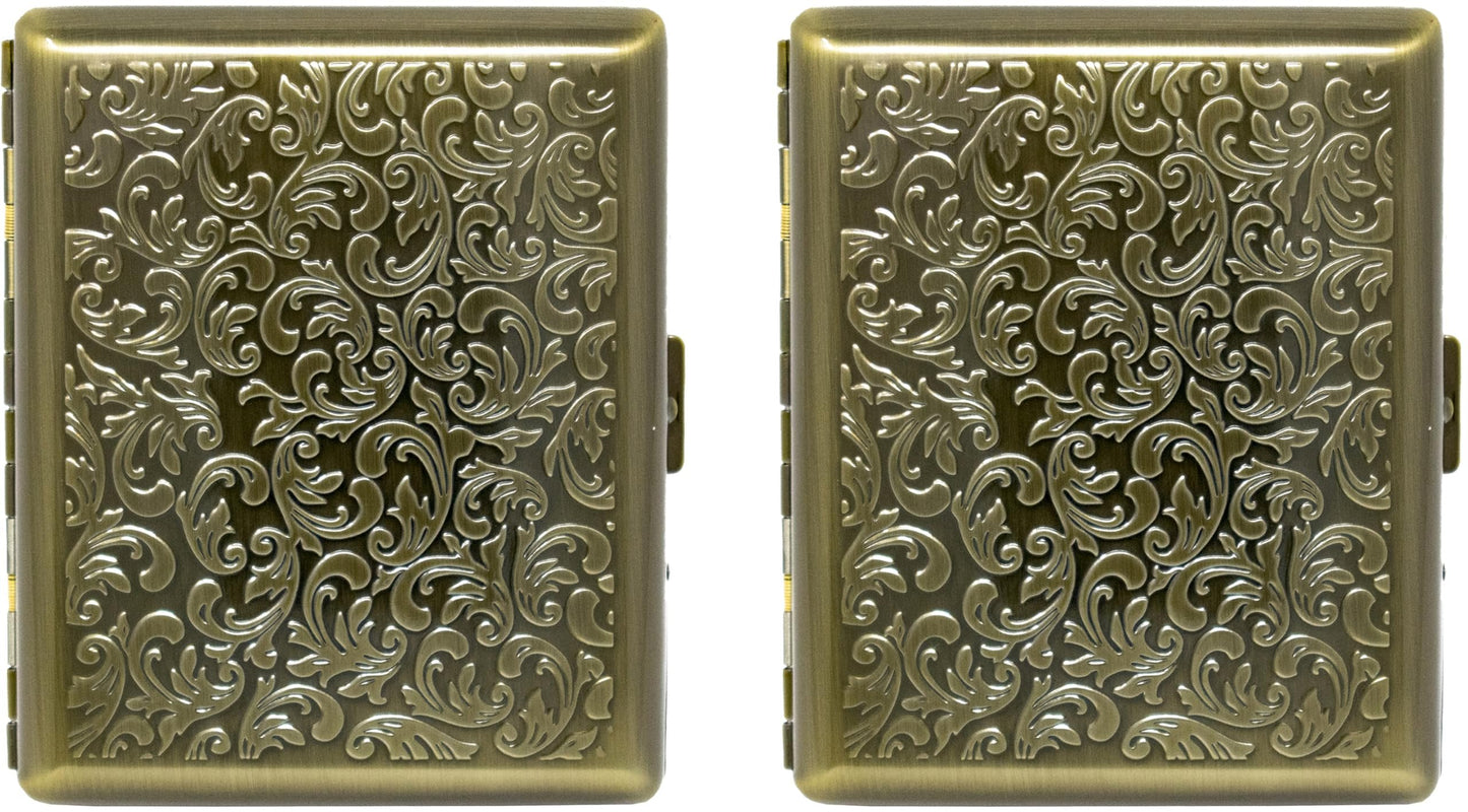 Set of 2 Metal-Plated 100s Cigarette Case & Stash Box