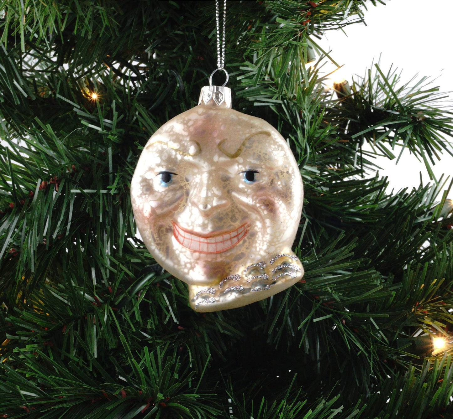 Cody Foster & Co Victorian Moon with Face Glass Hanging Ornament