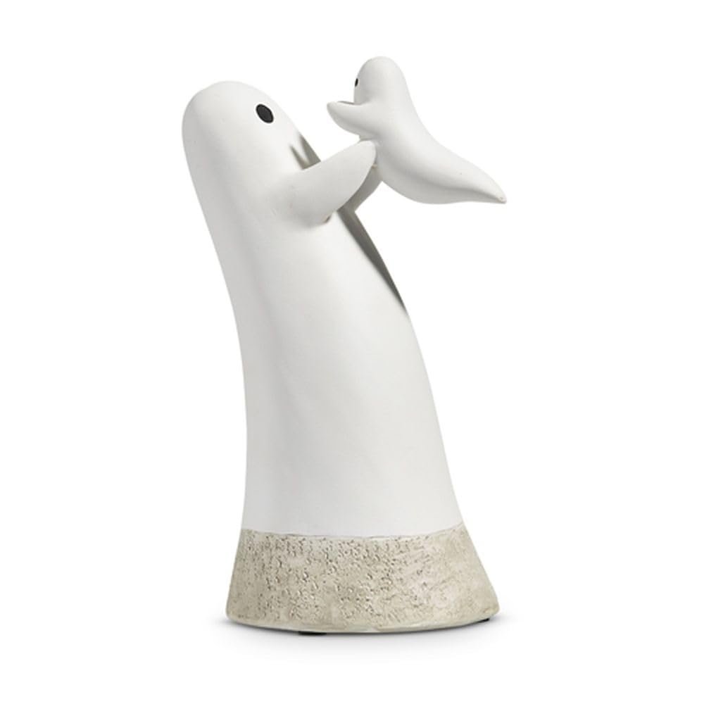 Raz Imports Ghost Mom and Baby Figurine, 9.25-inch Height, Halloween Decor, White, 4420454