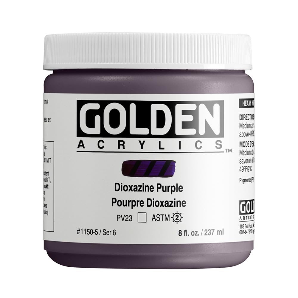 Heavy Body Acrylics by GOLDEN, Dioxazine Purple, 8 fl. oz. Jar, Professional Acrylic Paint, Transparent