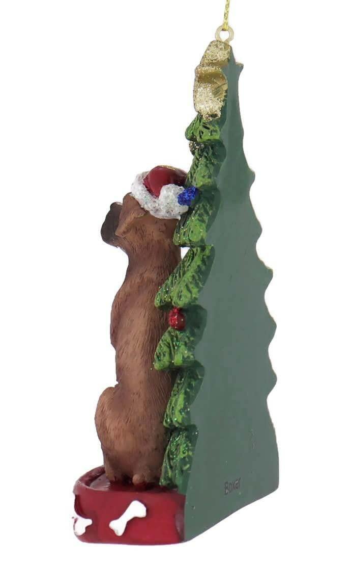Boxer with Tree and Lights Ornament