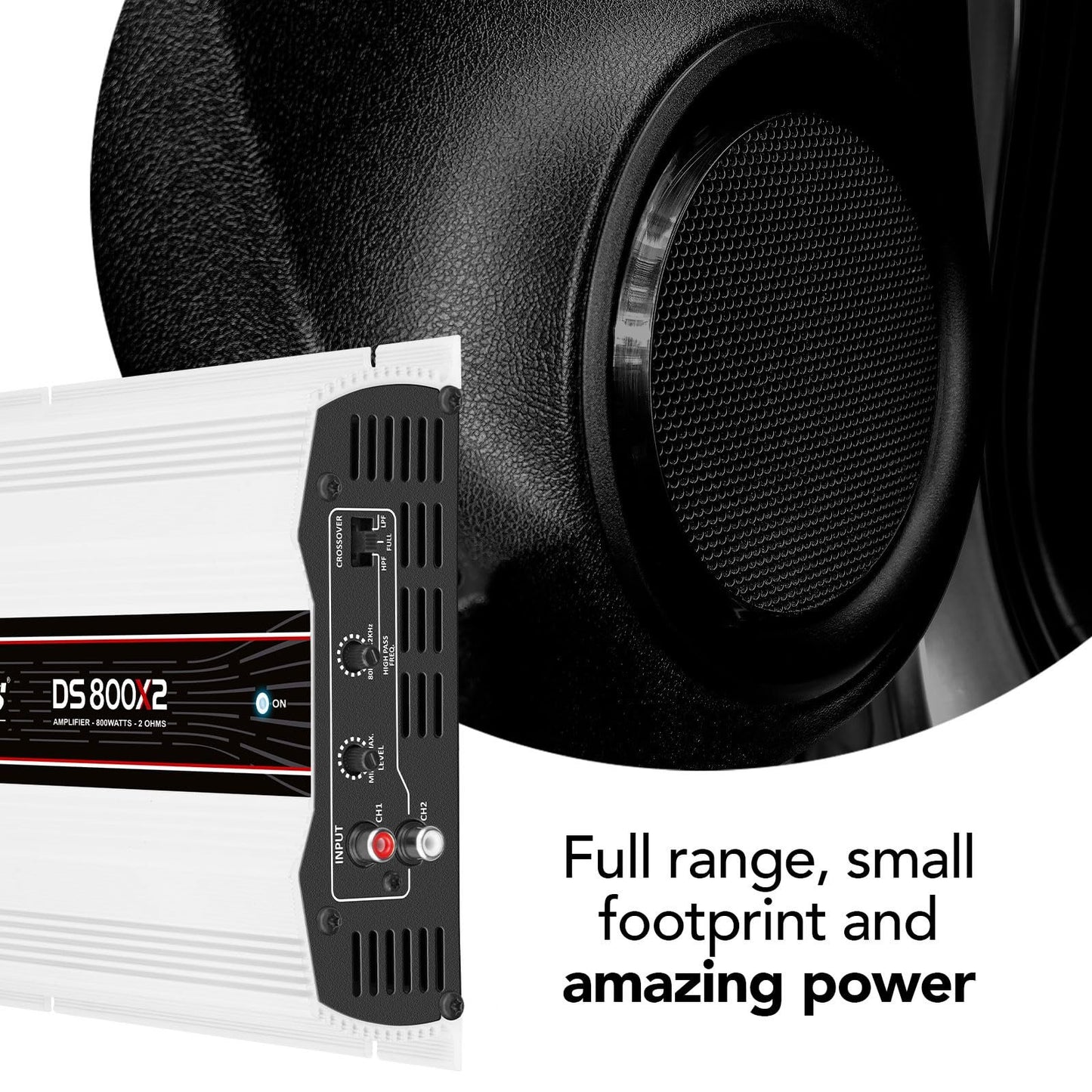 Taramps DS 800x2 2 Ohms 800 Watts Rms 2 Channels of 400 Watts 2 Ohms, Bridgedable with 800 Watts at 4 ohms, Car Audio Amplifier Digital, Full Range Crossover High/Low Pass Fixed, System Class D