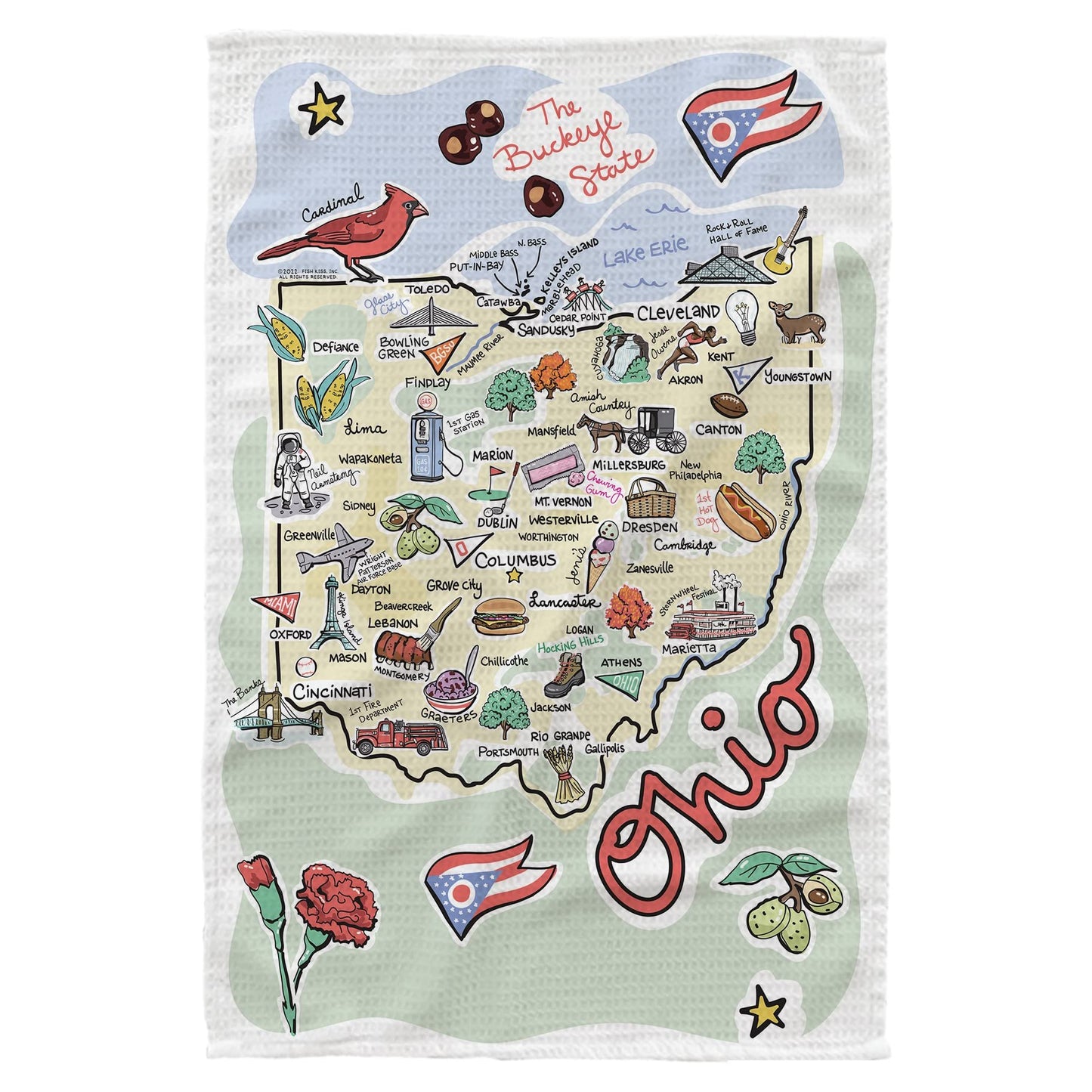 Fish Kiss® 16"x24" Map Dish Towel is of 100% Microfiber Waffle Weave Making it Super Absorbent, Soft & Machine Washable - Map Kitchen Towel,Map Dish Cloth is Multi Purpose