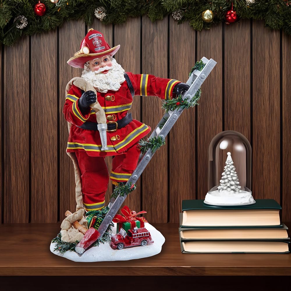 Kurt Adler 11.5-inch Fabriché™ Fireman Santa On Ladder