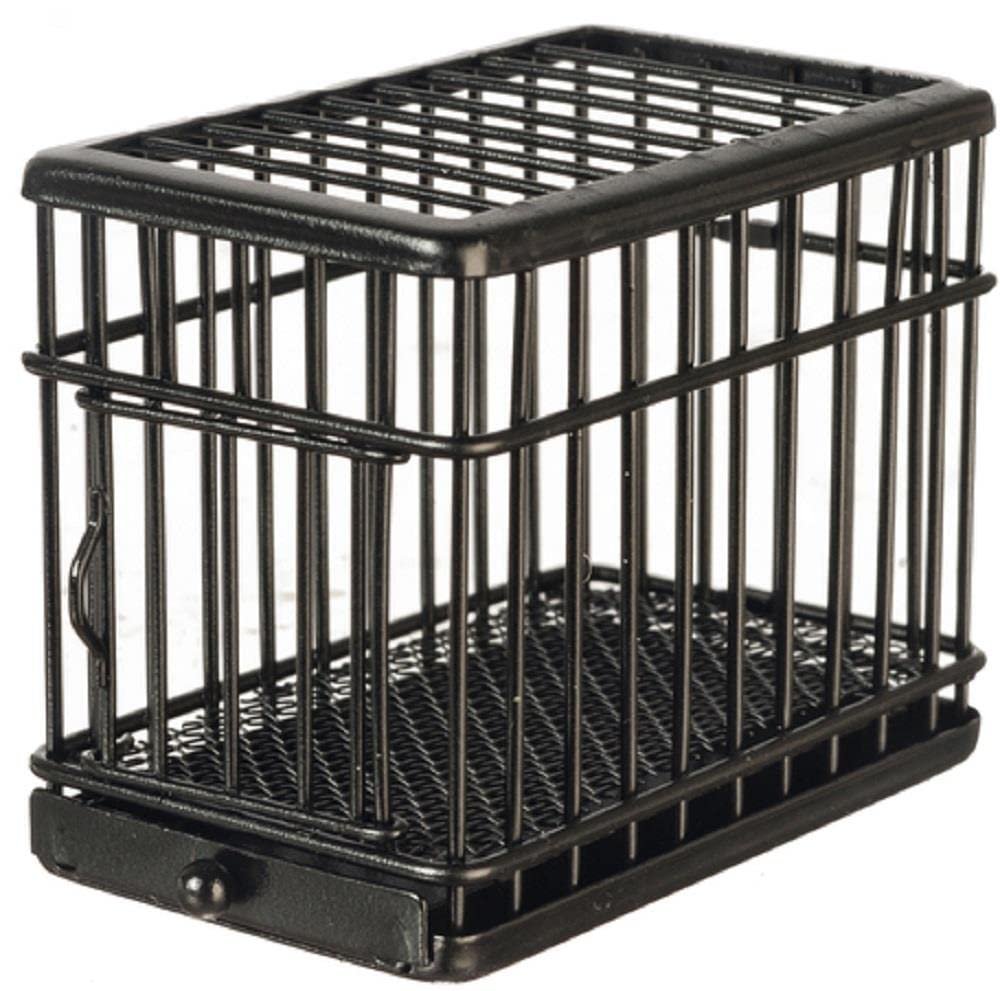 Melody Jane Dolls Houses Dollhouse Black Metal Dog Cage Crate Miniature 1:24 Half Inch Pet Accessory