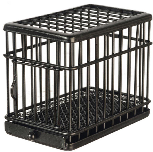 Melody Jane Dolls Houses Dollhouse Black Metal Dog Cage Crate Miniature 1:24 Half Inch Pet Accessory