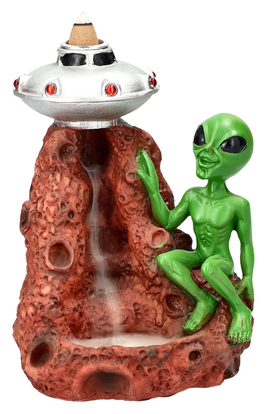 Backflow Incense Burner Alien with UFO Backflow Waterfall Incense Holder Alien Figure