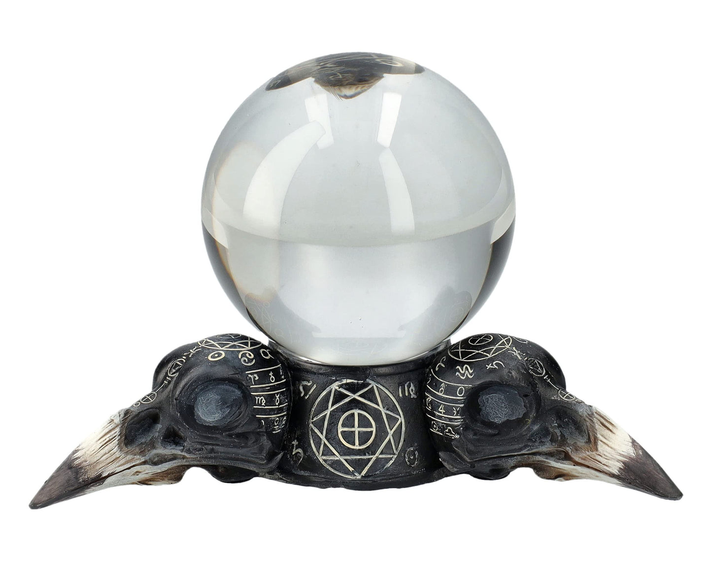 Pacific Giftware Raven Skulls and Crystal Ball Figurine, 5.5-inch Length, Cold Cast Resin, Table Decoration