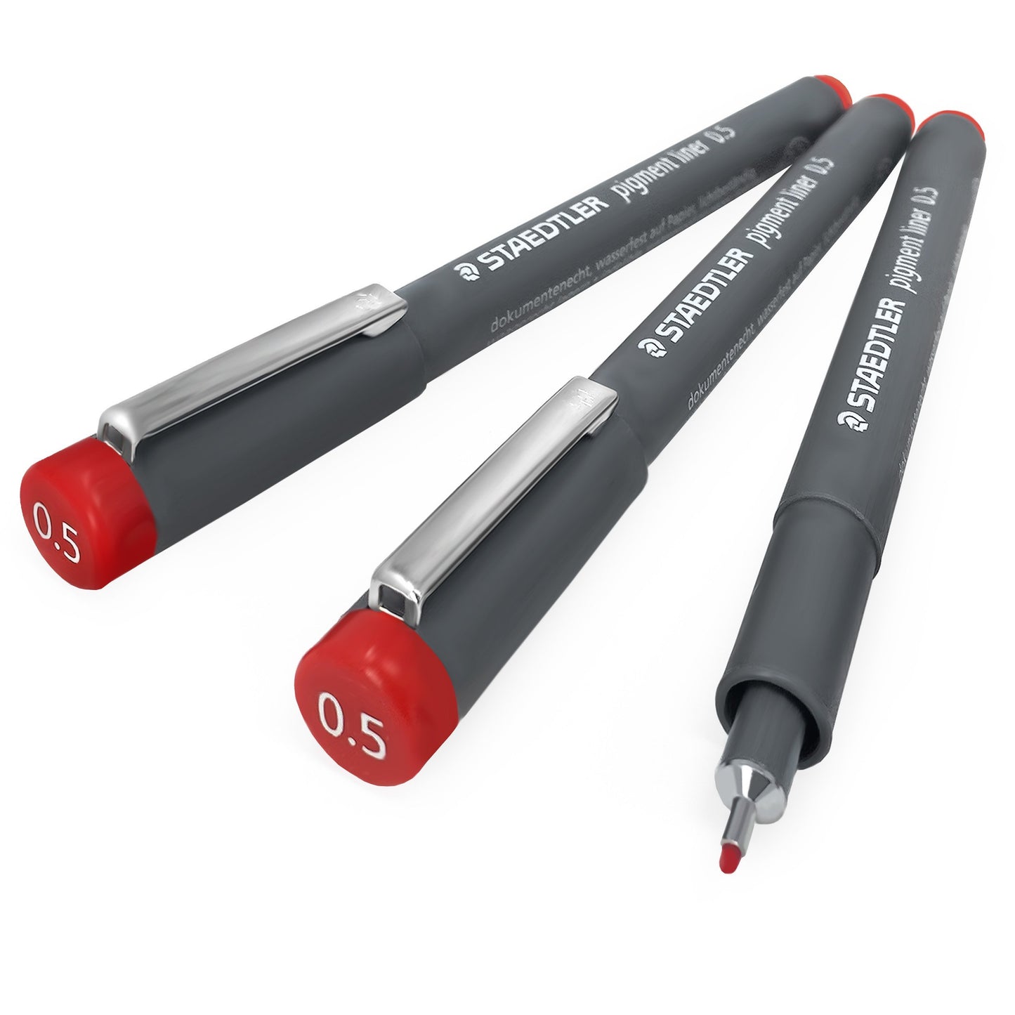 Staedtler 308 Pigment Liner Fineliner – 0.5mm – Pack of 3 – Red