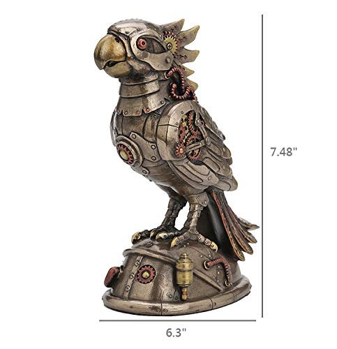 Veronese Design 7 1/2 Inch Steampunk Cockatiel Parrot Cast Resin Antique Bronze Finish Statue Home Decor