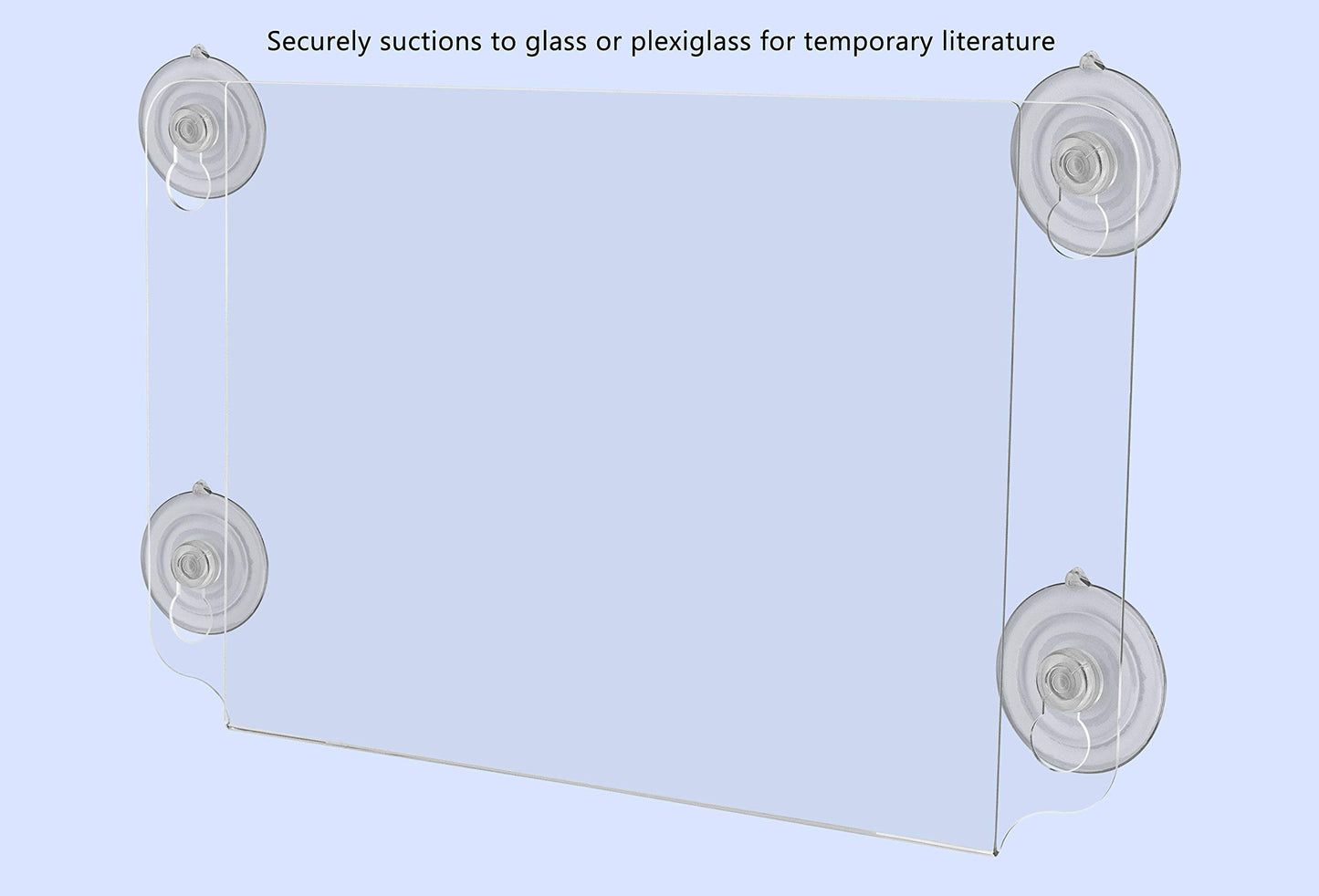Marketing Holders Window Sign Holder 11" x 8.5" Double Sided Document Display with Suction Cups for Notices and Directional Signage in Public and Government Buildings Clear Acrylic