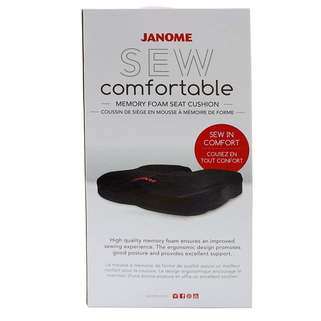Janome Sew Comfortable Memory Foam Seat Cushion