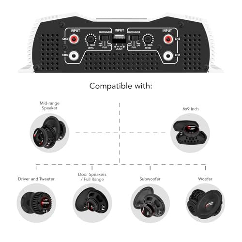 Taramps DS 800x4 2 Ohms 800 Watts RMS, 4-Channel 200x4 Watts RMS, Class D, Full Range, Crossover High/Low Pass Fixed, Bridgedable, Car Audio Amplifier