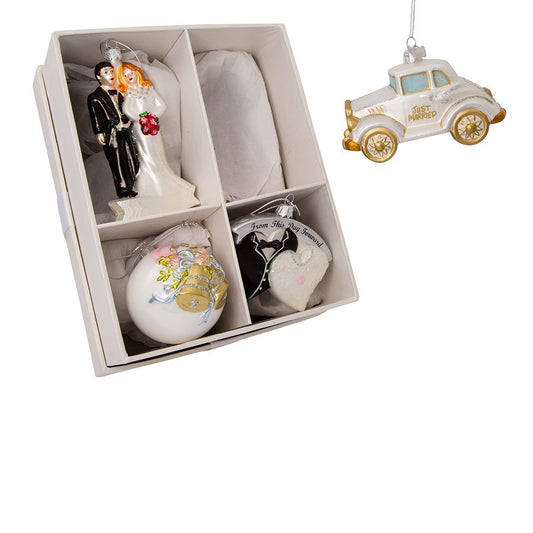 Kurt Adler 3.5"-5" Noble Gems Wedding Ornament Set of 4