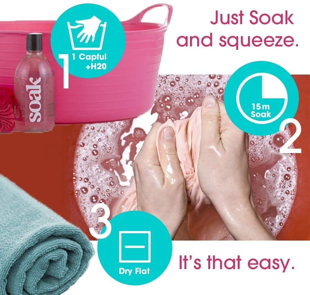 SoakBox - Soak Laundry Soap & Eco Wash Bag Set - 90 mL / 3 fl. oz Eco-Friendly Soap and 16 Inch Circle 100% Recycled RPET Wash Bag