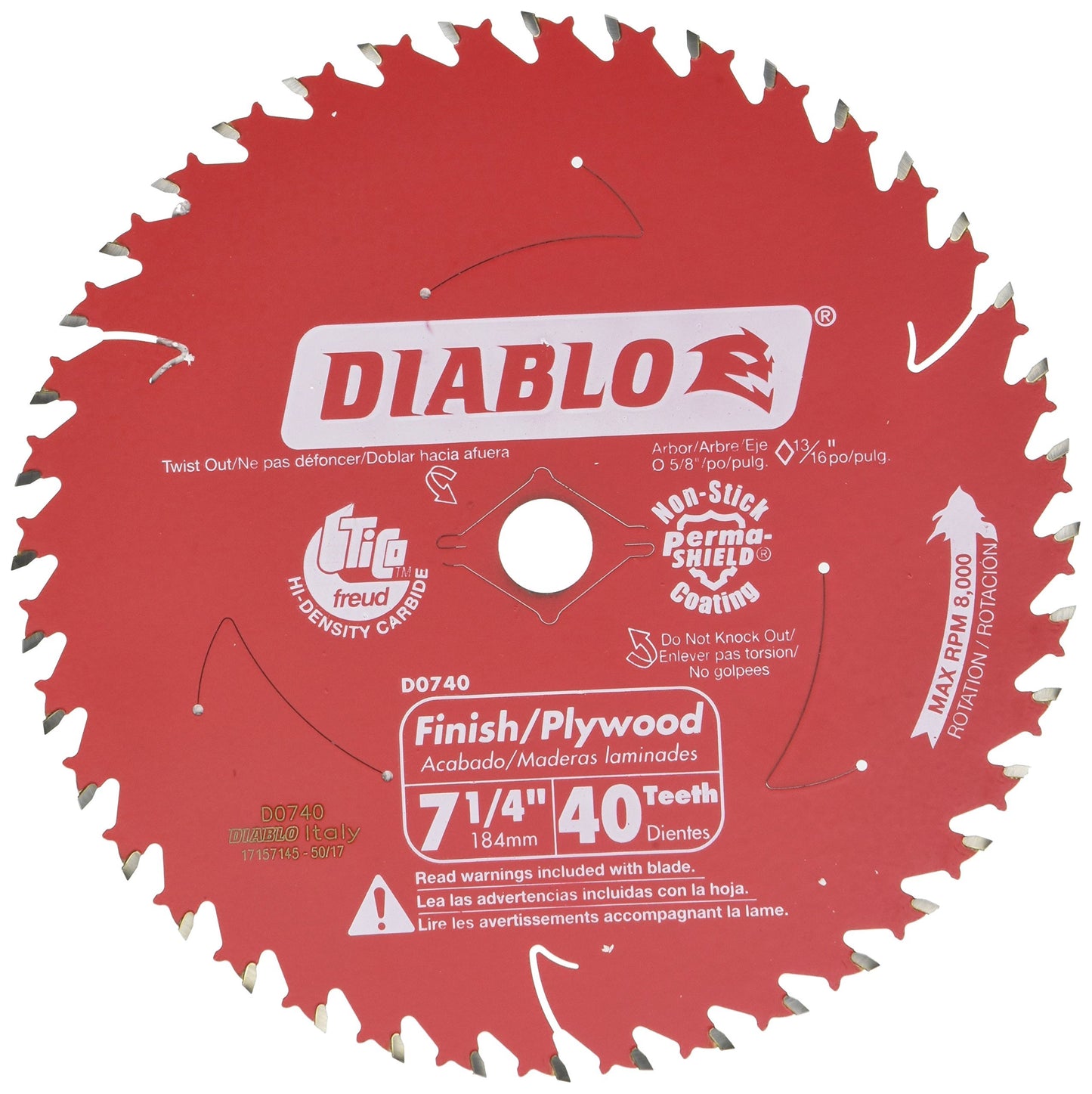 Diablo by Freud D0740A-10 7-1/4" 40T ATB 5/8" Arbor Finishing Saw Blade (10 per pack)
